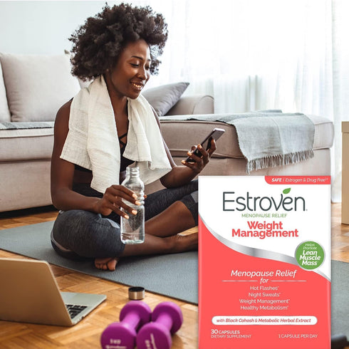 Estroven Weight Management for Menopause Relief - 30 Ct. - Clinically Proven Ingredients for Weight Management & Hot