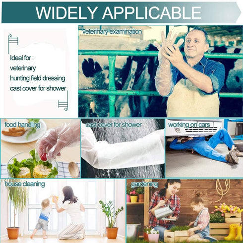 50Pcs Veterinary Insemination Rectal Long Gloves, Disposable Plastic Full Arm 35inch for Field Dressing