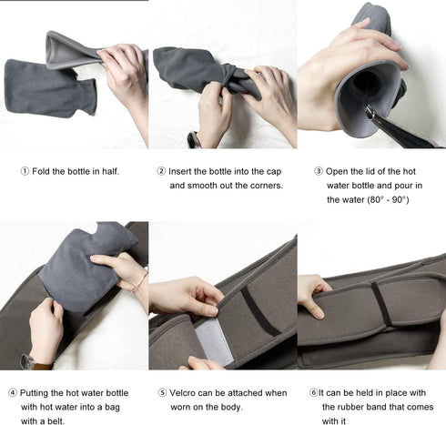 Hot Water Bottle Wearable, Wrap Around Hot Water Bottle Bottle Warmer with Longer Belt for Period Pain Relief Neck