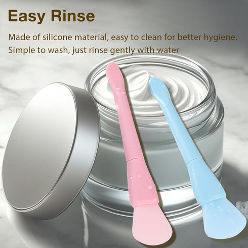 4PCS Silicone Face Mask Applicator Set, Dual-Ended Facial Mask Brush with Spatula for Mud and Clay