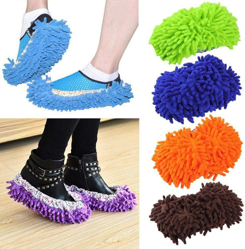 Home Mop Sweep Floor Cleaning Duster Cloth, Soft Slipper SY (1 Pair/Blue)