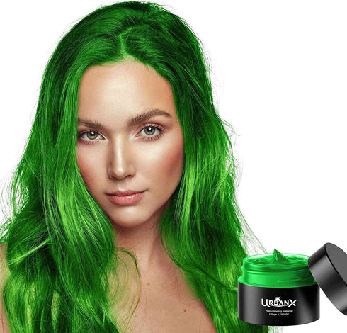 UrbanX Washable Hair Coloring Wax - Unisex Color Dye Styling Cream, Temporary Pomade for Party Cosplay (Green)