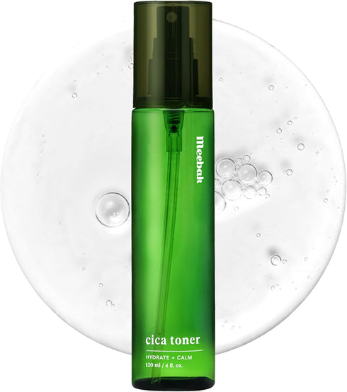 Meebak CICA Toner Spray, Korean Face Mist with Centella Asiatica & Vitamin E, Soothing Face Toner, 4 fl oz