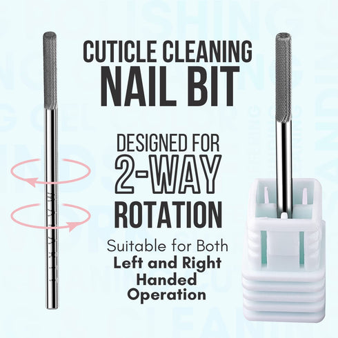 Makartt Silver Cuticle Nail Drill Bit, Safety Tungsten Carbide Cuticle Remover for Electric Nail File, 3/32''