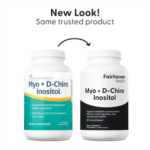 Fairhaven Health Myo-Inositol and D-Chiro Inositol Supplement - 240 Capsules, 40:1 Ratio for Female Fertility
