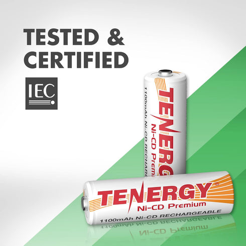 Tenergy AA Premium NiCd Rechargeable Batteries 1100mAh 1.2V Battery Pack for Solar Lights (20-Pack)