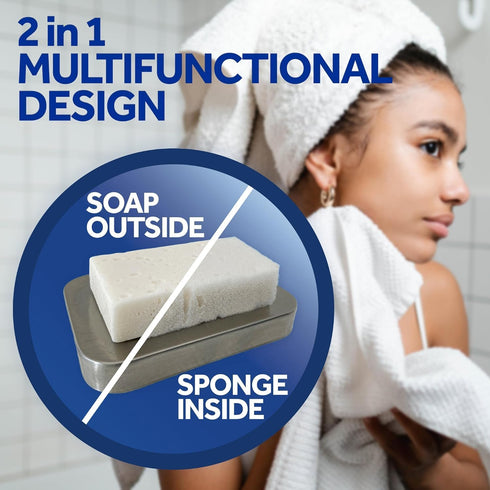 T.Taio Mother of Pearl Soap Sponge - Cleansing Shower Scrubber, 2-Pack for Bath Wash & Oil Removal