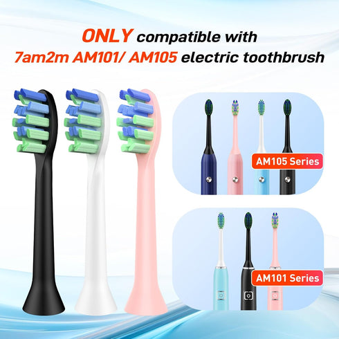 Mcuy 7am2m AM101/AM105 7am 2m, 10 Count, Replacement Brush Heads Compatible with Sonic Electric Toothbrush - Medium