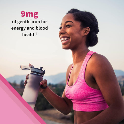 Women’s Multivitamin Gummy with Iron: Folate, Biotin, D3 & B12 for Hair, Skin & Nails, Probiotics - 90 Cherry Gummies