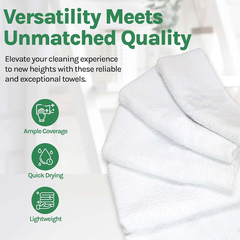 24 Pack 16x19 Bar Mop Towels, White Absorbent Cotton Kitchen Towels for Home, Restaurant, Bar Glass Cleaning - 30 oz