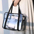 SxoSyo Large Clear Makeup Bags, Transparent Travel Toiletry Bag for Women, Bathroom Organizer with Handle (Silver Grey)
