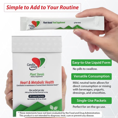 2000mg Plant Sterols with 1400mg beta-Sitosterol - Supports Healthy Cholesterol Levels, 30 Day Supply in Liquid Packets