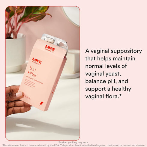 Love Wellness Boric Acid Suppositories for Women, Vaginal Suppository for Healthy pH Balance & Odor Control