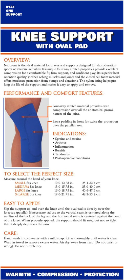 OTC Knee Support - Oval Pad, Slip-on Sleeve, Neoprene, X-Large