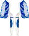 2-Pack Scrub Brush with Long Handle, Medium Firm Bathroom Cleaning Supplies for Kitchen or Carpet, White & Blue