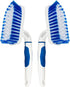 2-Pack Scrub Brush with Long Handle, Medium Firm Bathroom Cleaning Supplies for Kitchen or Carpet, White & Blue