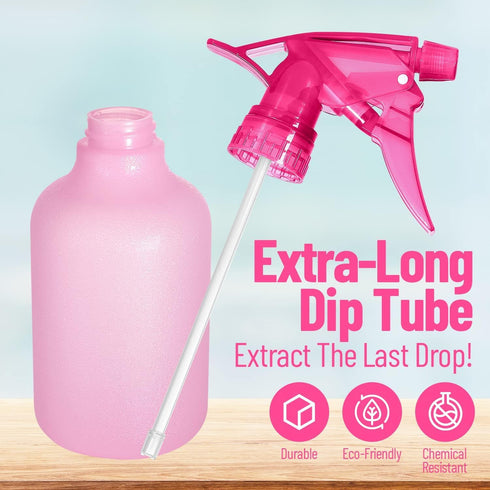 Refillable Stream and Spray Colored Squirt Bottles, 12oz Refillable Mister Bottle for Cleaning, Gardening, Grooming (3