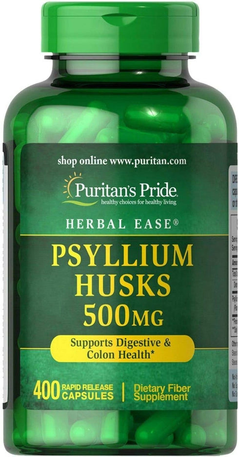 Puritan's Pride Psyllium Husks 500 Mg, Supports Digestive and Colon Health, 400 ct