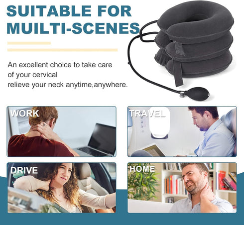 Neck Stretcher, Cervical Traction Device, Neck Traction Device, Adjustable Inflatable Neck Braces for Neck Pain