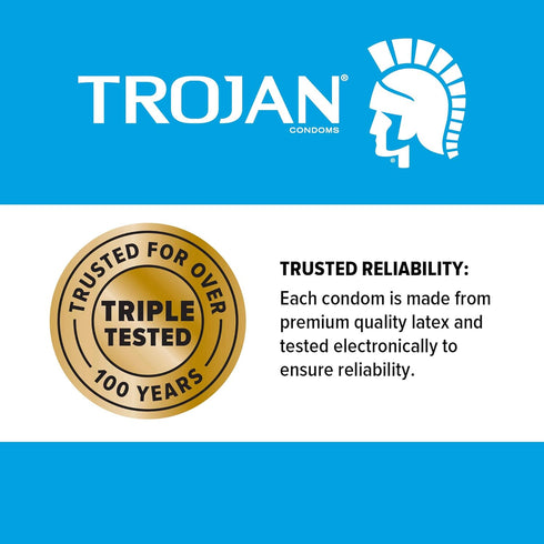 TROJAN 12 Count Pack Ultra Thin Sensitivity Condoms - Ribbed