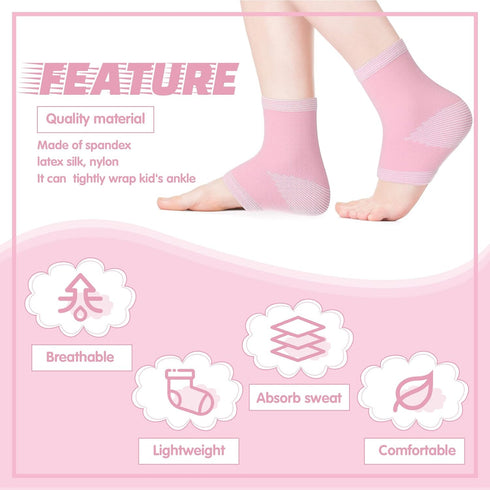 Tarpop 3 Pair Ankle Compression Sleeves for Kids, Foot Arch Support Sock for Girls Sports Running