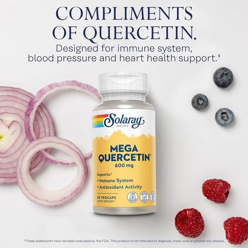 SOLARAY Mega Quercetin with Bromelain, Vitamin C, 60 VegCaps - Antioxidant Support