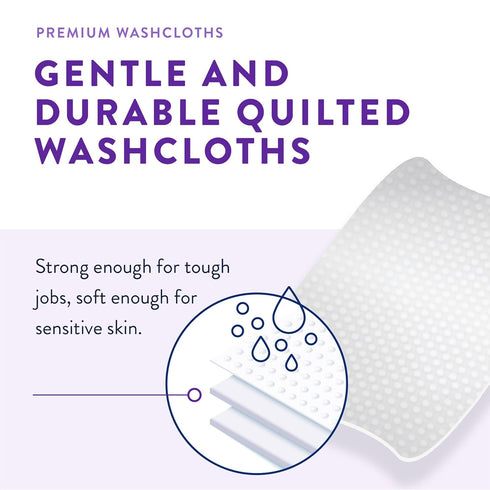 Pack 12"x 8", Pack 48 Prevail Premium Quilted Soft Adult Washcloths, Unisex Adult Disposable Incontinence Wipes for Men