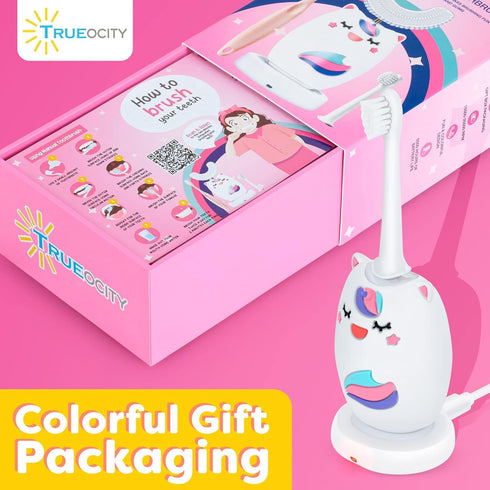 Kids Toothbrushes U Shape, Automatic Toothbrush, Toddler U Shaped, Rechargeable Electric Brush Age 2+, Unicorn