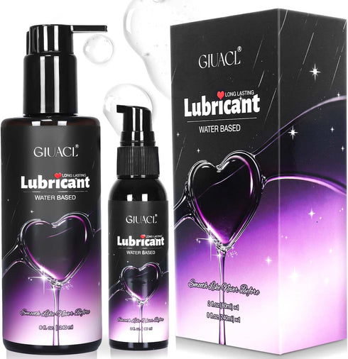 Water Based Lube Set, 8+2oz Lubricants for Privacy and Toys, Natural Long