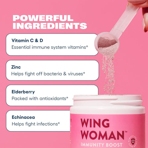 Love Sweat Fitness Immunity Boost Powder - 28 Servings - Wing Woman Berry Pomegranate - Vegan, No Sugar, Gluten Free