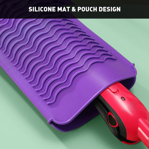 ZAXOP Purple Resistant Silicone Mat Pouch for Flat Iron, Curling Iron, Hot Hair Tools
