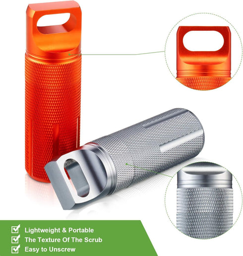 Patelai 4 Pieces Portable Pill Case, Waterproof EDC Container for Travel, Aluminum Pill Bottle Keychain Holder