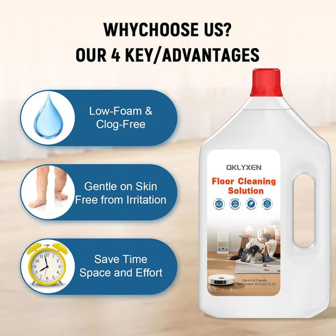 QKLYXEN 82 OZ Floor Cleaning Solution Compatible with Roborock FL Original Floor Cleaner Long-Lasting, Fresh For All