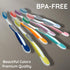 Value Set of 7 Medium Bristles Toothbrushes - Comfort Hold Soft Silicone, Non-Slip, Ergonomic with 4 Ventilated Covers