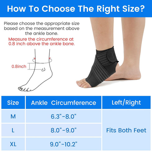 Velpeau Foot & Ankle Support Brace Compression Sleeve with Adjustable Strap, Elastic Wrap for Plantar Fasciitis