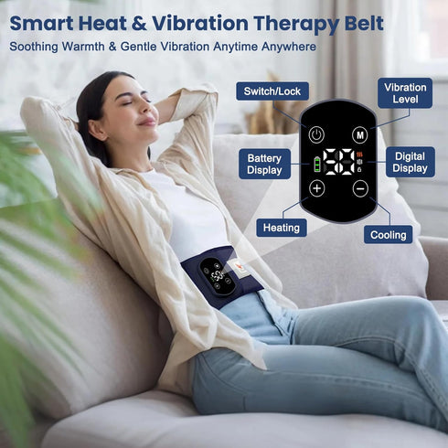 Relief,40" Cordless Heating Pad for Back Pain Rechargeable Lumbar Massager with Heat, Adjustable Vibration & Heating