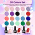 JODSONE Gel Nail Set, 20 Colors High Shine Gel Polish with Base Top Matte Coat, Gorgeous Gifts Show Charm
