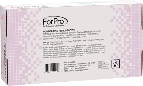 ForPro Professional Collection Disposable Nitrile Gloves, Chemical Resistant, Powder-Free, 100-Count (Pink, Large)