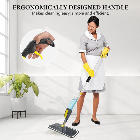 NileHome Spray Mop for Floor Cleaning - Dust Mop with 3 Washable Pads and 400ml Refillable Bottle for Household