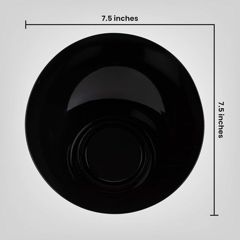 Plasticpro Disposable Angled Plastic Serving Bowls, Heavy Duty Round Snack or Salad Bowls, Elegant Black, Pack of 4