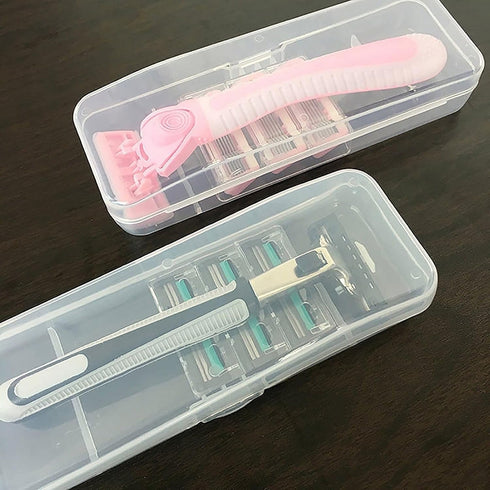 Transparent Shaving Box for Razor, Plastic Cover Container for Manual and Electric Shaver Accessories