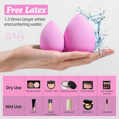 Makeup Sponge Set, BS-MALL Blender Sponges 7 Pcs for Liquid, Cream, Powder, Multi-colored