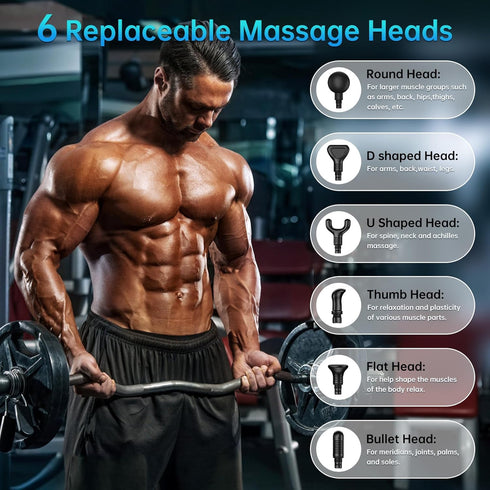 Massage Gun Deep Tissue, Mini Percussion for Athletes, Portable Muscle Relief with 6 Attachments, 30 Speed (Black)