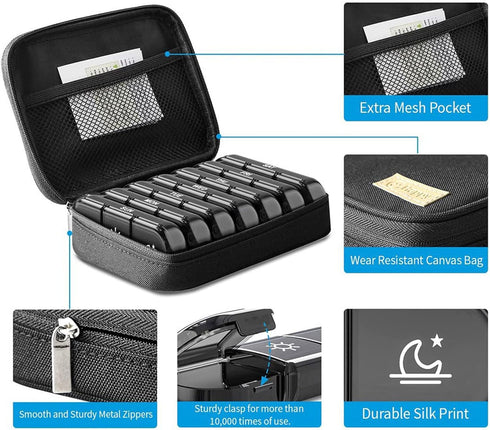 Meiliyizu 3 Weekly for Pill Organizer Times a Day for Pill Box with Portable Canvas Bag for Pill Container Medication