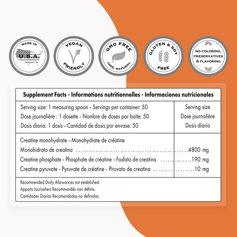 Supersmart 3-Creatine Powder, High Strength Creatine Complex for Sport Performance & Recovery, 250 g