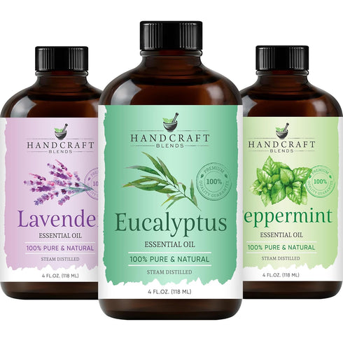 Handcraft Blends Peppermint, Eucalyptus, Lavender Essential Oil Set - 4 Fl. Oz,