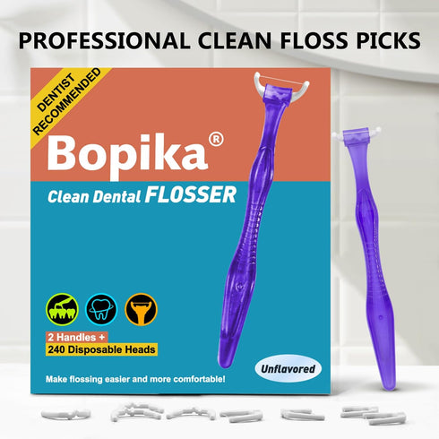 Extra Strength Dental Floss with 2 Handles and 240 Flosser Refill Heads