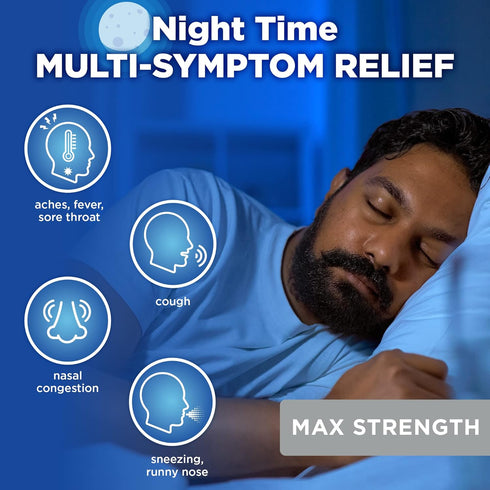 Amazon Basic Care Nighttime Severe Cold and Flu Syrup, Max Strength, Mixed Berry, 12 fl oz