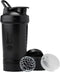 BlenderBottle Shaker Bottle with Pill Organizer and Storage for Protein Powder, ProStak System, 22 Ounce, Midnight Black