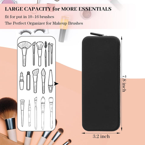 Sakolla Silicone Makeup Brush Holder, Travel Makeup Brush Bag with Zipper Closure, Washable Organizer Case (Black)